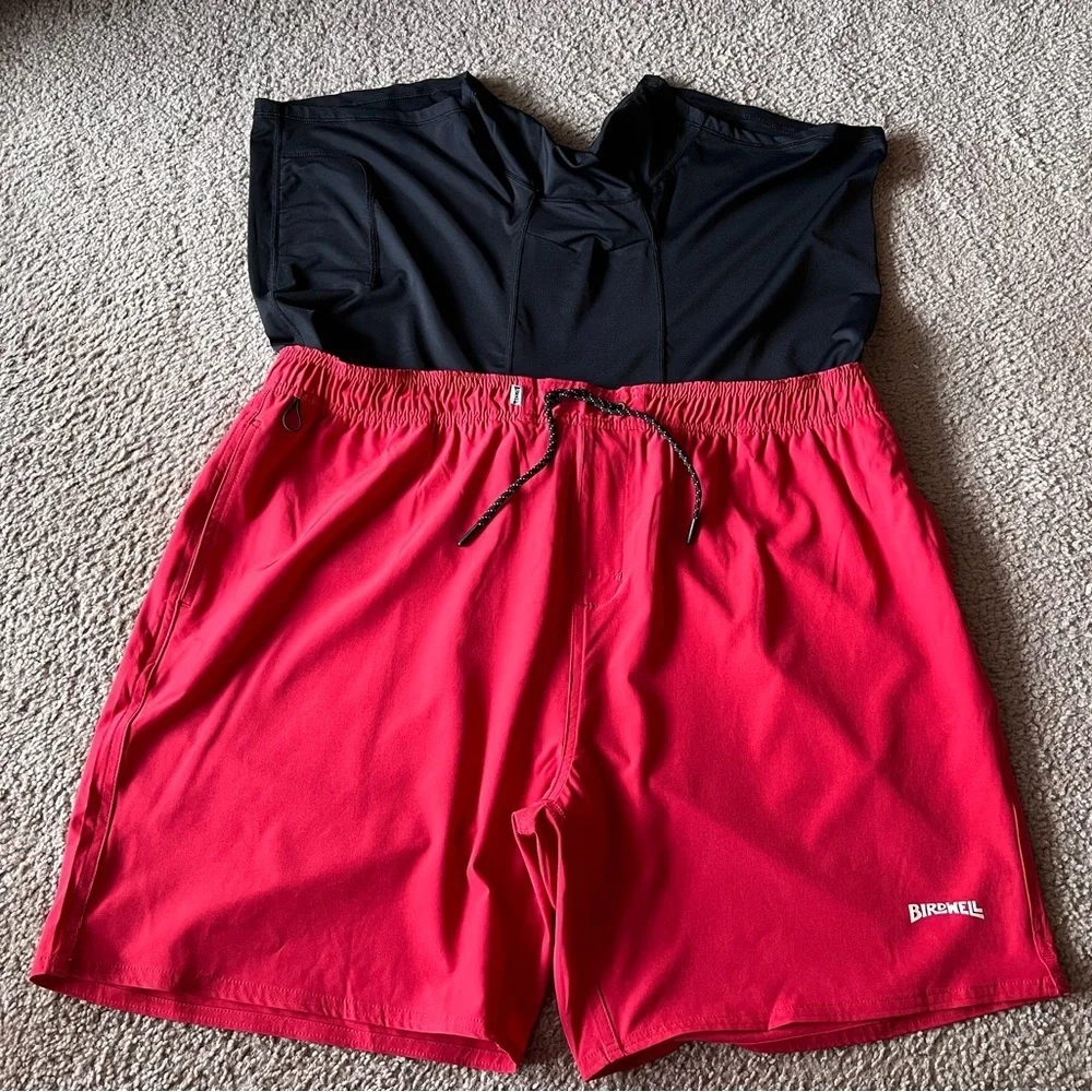Birdwell Beach Britches Red Board Swim Lined 7.5” Inseam Shorts Sz XXL 2XL